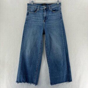 Wide Leg Cropped Jeans - Blue